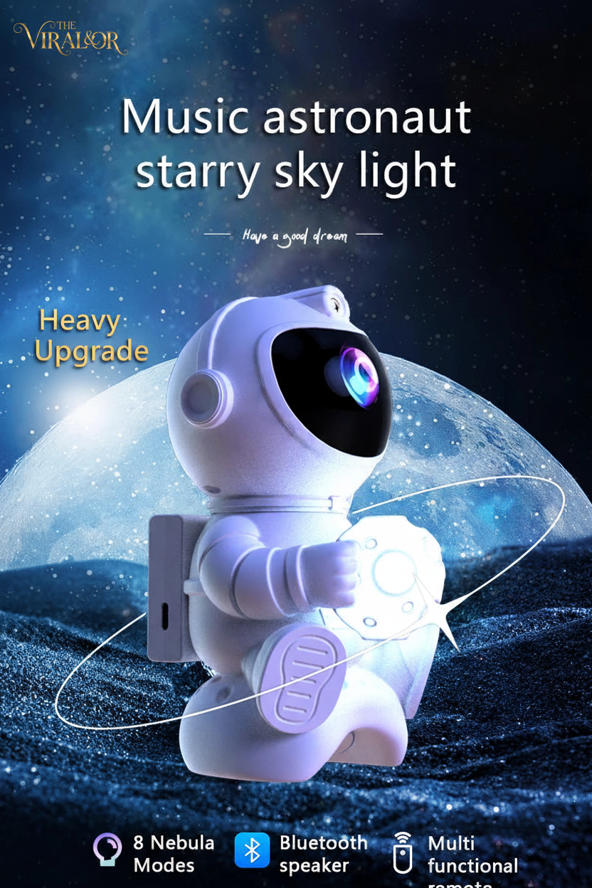 Projecteur Étoiles Astronaute LED | Astronaut LED Star Projector – Bluetooth & Galaxy Night Light