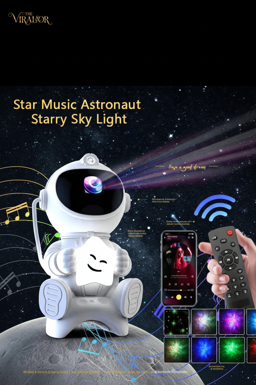 Projecteur Étoiles Astronaute LED | Astronaut LED Star Projector – Bluetooth & Galaxy Night Light